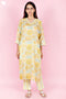 Kota Doria Kurta Pant Set With Dupatta In Block Print